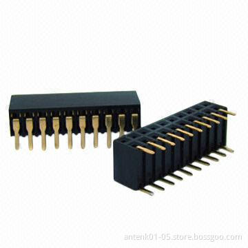 2.54mm Female Header, Side Entry Dip Type, Dual Row, Height Profile 5.9mm
